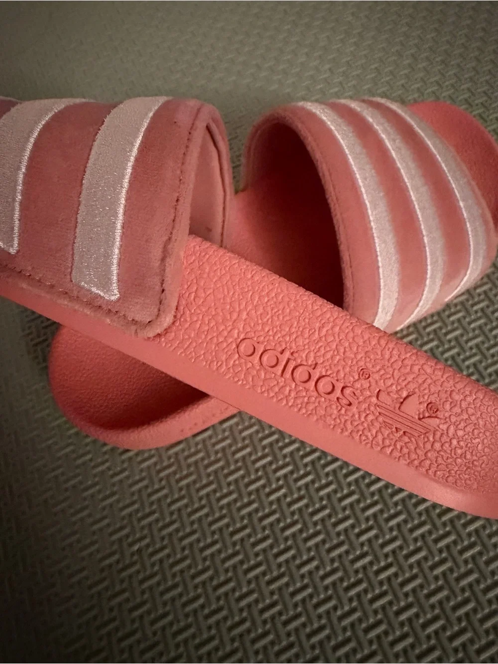 BRAND NEW! Adidas Pink Velvet slides